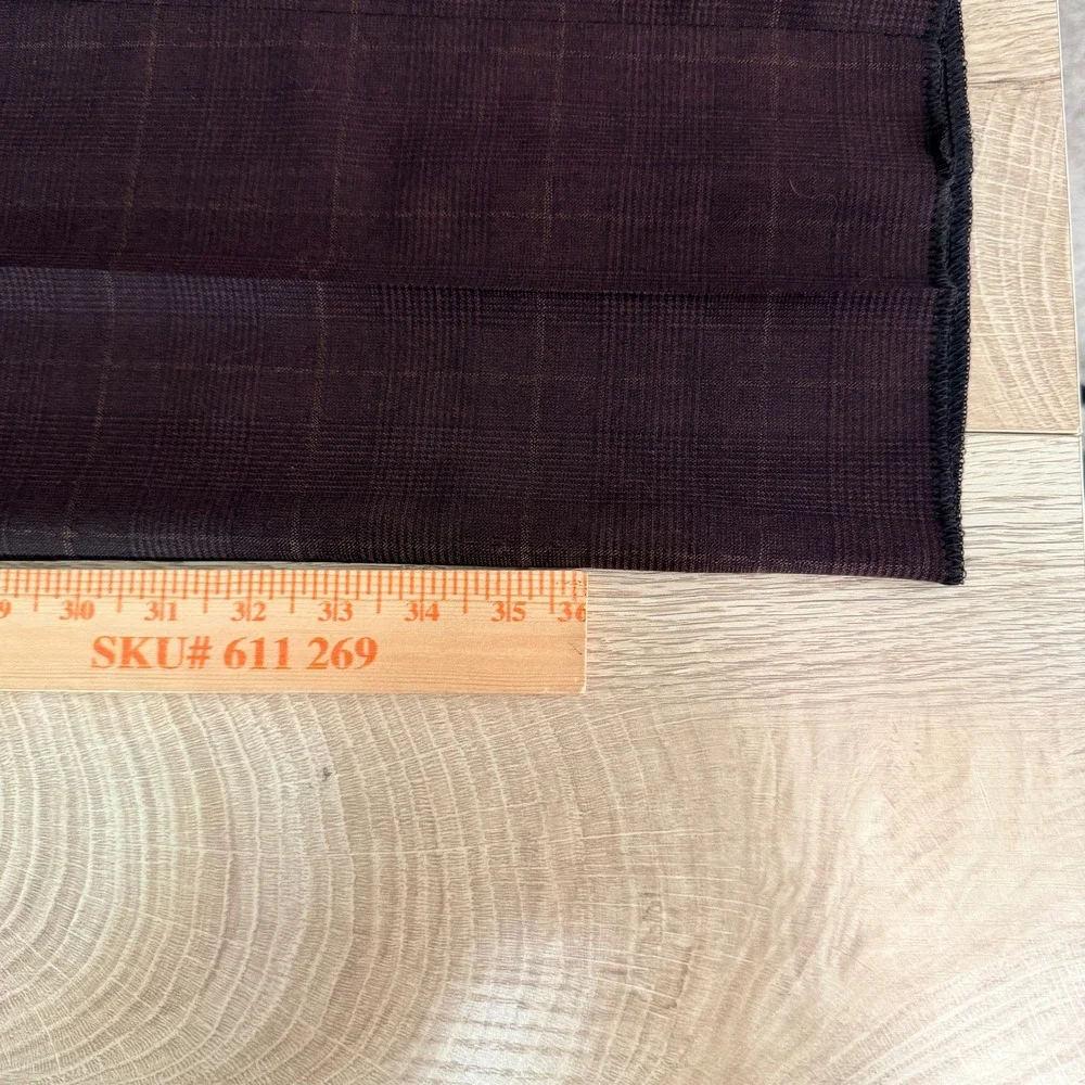 Hart Schaffner Marx Dress Pant New York Fit Mens 44 Unhemmed Burgundy Plaid Wool